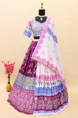 White Lehenga Choli With Mirror Work And Attached White Dupatta