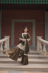 Faux Georgette with Sequins Embroidered READYMADE TOP-SHARARA-DUPATTA COLLECTIONS
