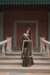 Faux Georgette with Sequins Embroidered READYMADE TOP-SHARARA-DUPATTA COLLECTIONS
