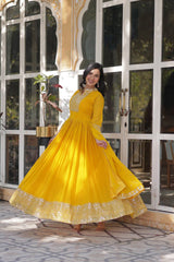 Faux Blooming Georgette with Rich Sequins Embroidered work GOWN WITH DUPATTA