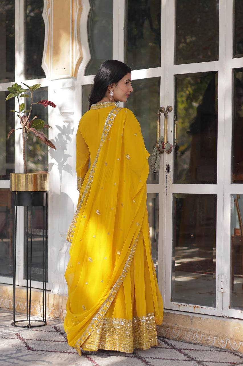 Faux Blooming Georgette with Rich Sequins Embroidered work GOWN WITH DUPATTA