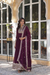 Faux Blooming Georgette with Rich Sequins Embroidered work GOWN WITH DUPATTA