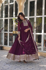 Faux Blooming Georgette with Rich Sequins Embroidered work GOWN WITH DUPATTA