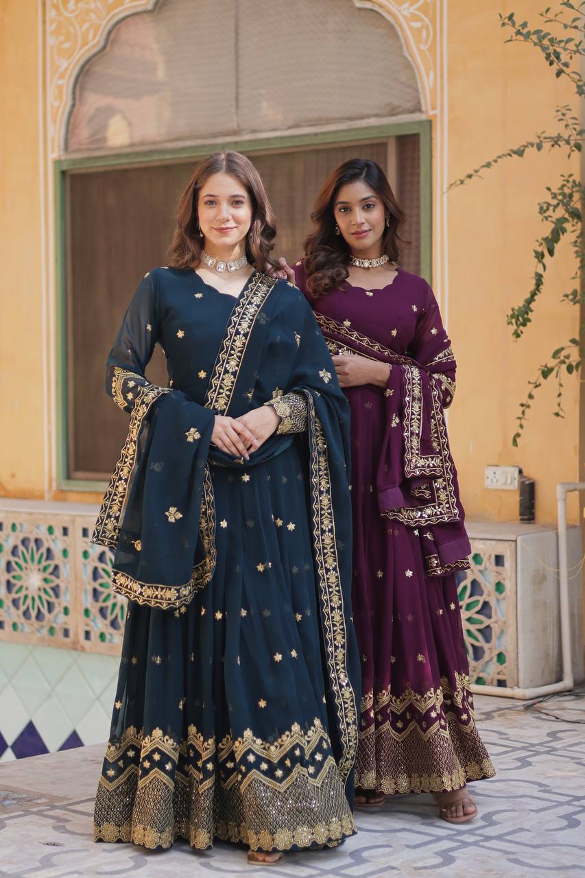 Women's Fully Flair Gown Made With Star Georgette Fabrics