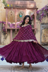 Women's Fully Flair Gown Made With Star Georgette Fabrics and Designer Embroidered Dupatta
