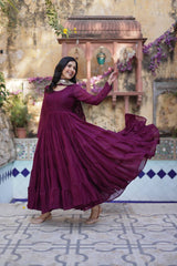 Women's Fully Flair Gown Made With Star Georgette Fabrics and Designer Embroidered Dupatta