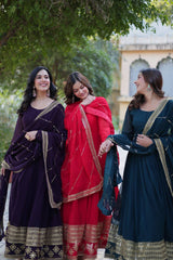 Georgette fabric With Attractive Embroidered work Gown with Dupatta