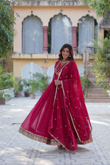 Georgette With Attractive lace and embroidered work gown