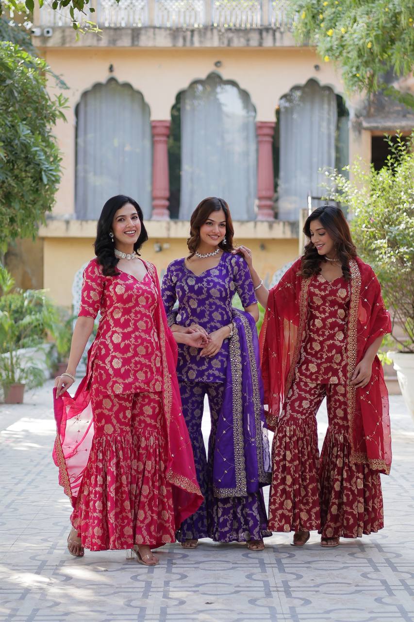*PREMIUM DESIGNER READYMADE TOP-GHARARA-DUPATTA COLLECTIONS