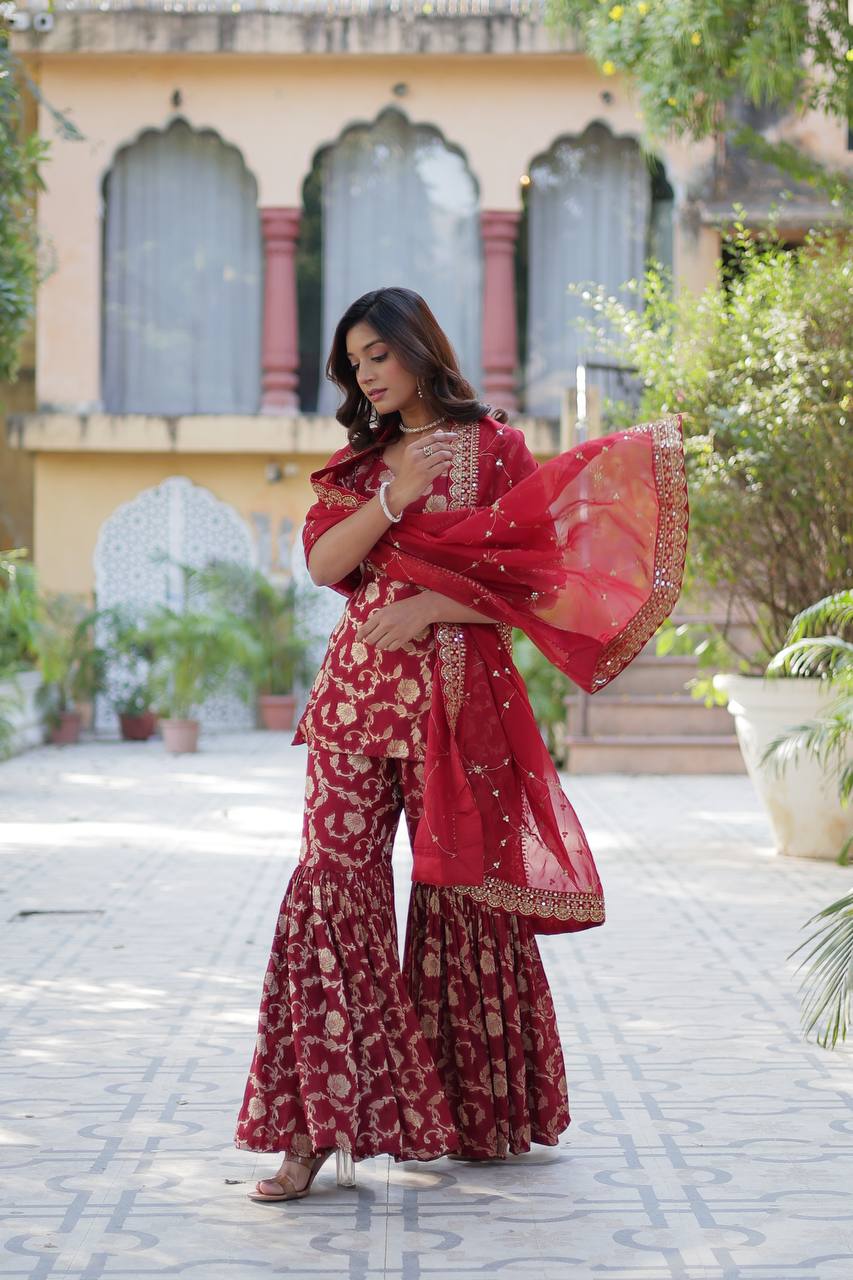 *PREMIUM DESIGNER READYMADE TOP-GHARARA-DUPATTA COLLECTIONS