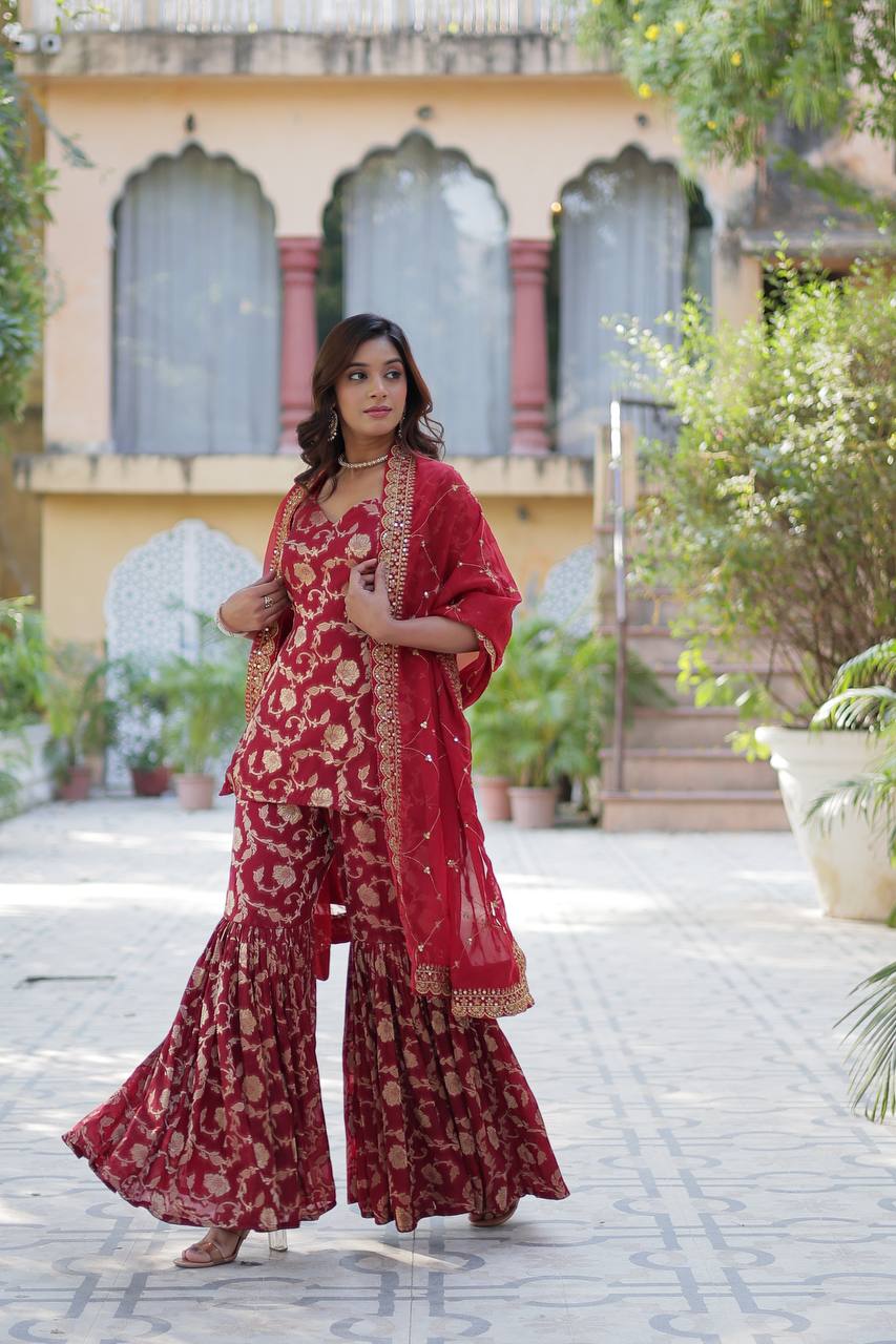 *PREMIUM DESIGNER READYMADE TOP-GHARARA-DUPATTA COLLECTIONS