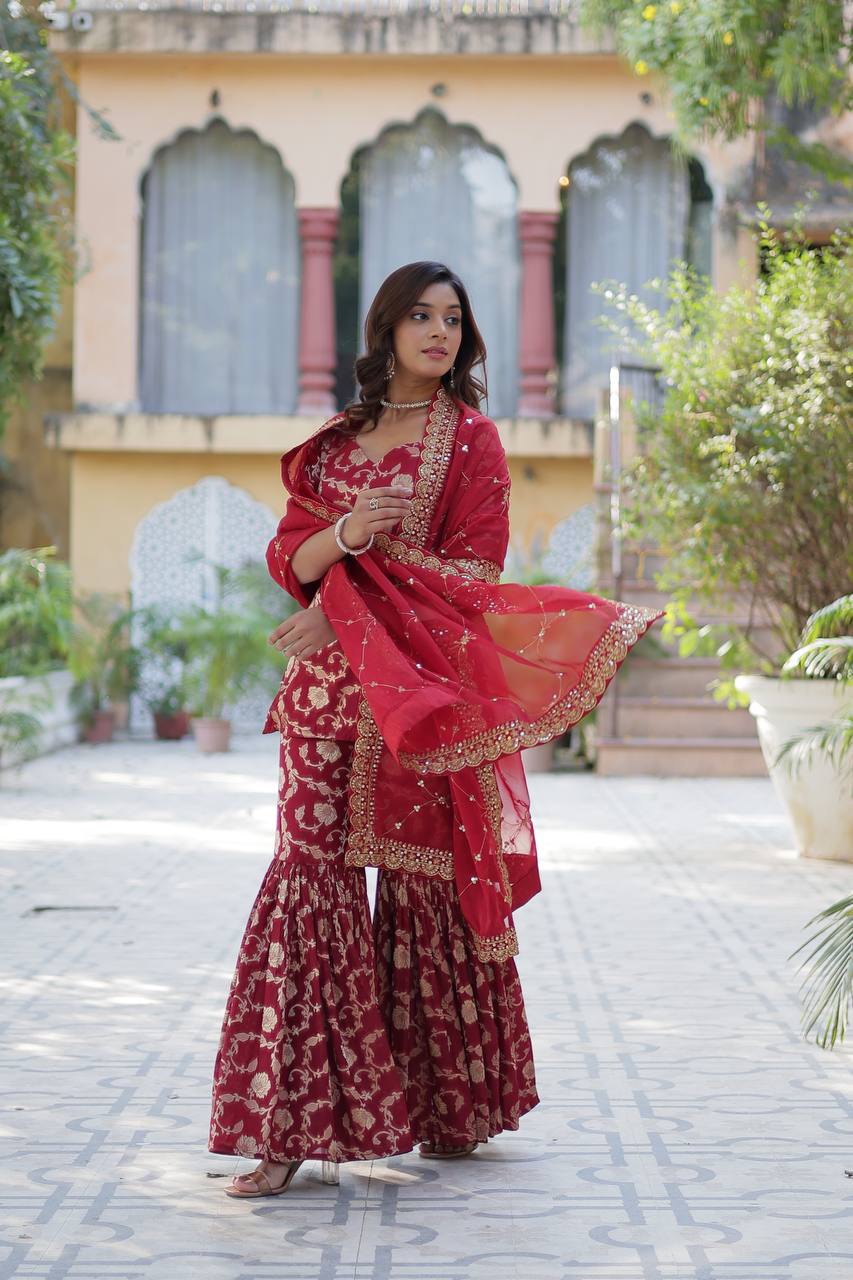 *PREMIUM DESIGNER READYMADE TOP-GHARARA-DUPATTA COLLECTIONS