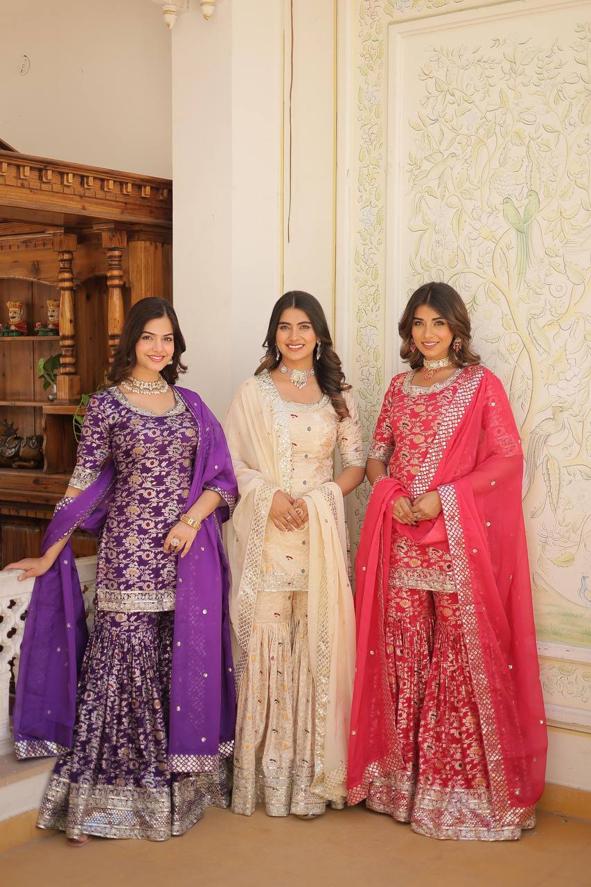 PREMIUM DESIGNER READYMADE TOP-GHARARA-DUPATTA COLLECTIONS
