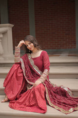 Faux Georgette with Sequins Embroidered READYMADE TOP-SHARARA-DUPATTA COLLECTIONS