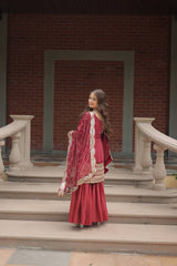Faux Georgette with Sequins Embroidered READYMADE TOP-SHARARA-DUPATTA COLLECTIONS