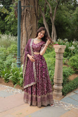 THE JEQUARD LEHENGHA With Golden Embroidered Sequins work LEHENGA CHOLI COLLECTIONS