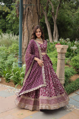 THE JEQUARD LEHENGHA With Golden Embroidered Sequins work LEHENGA CHOLI COLLECTIONS