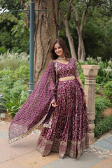 THE JEQUARD LEHENGHA With Golden Embroidered Sequins work LEHENGA CHOLI COLLECTIONS